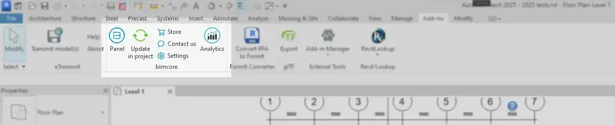 Add-in Bimcore per Revit screenshot 1